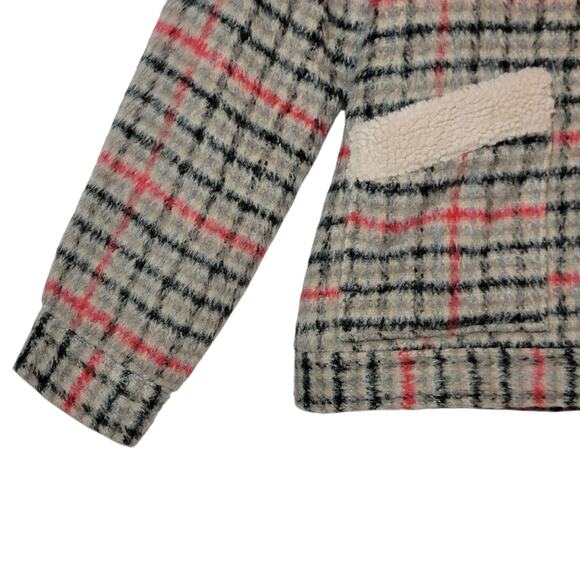 Brixton Nouvelle Plaid Sherpa Peacoat Red Black Vanilla Cozy Fall Winter Chic M - Picture 5 of 16